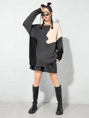 Urban Color-Block Splicing Pullover Sweater