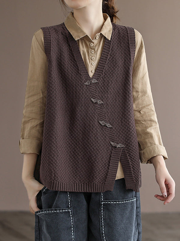 Retro Lapel Button-Down V-Neck Vest