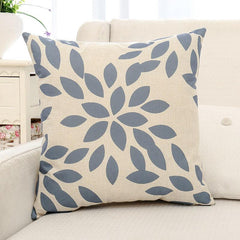 Blue Leaves Printed Pillow Case