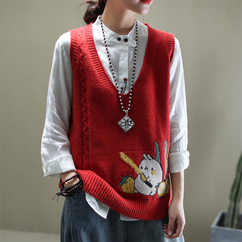 V-Neck Loose Sweater Vest