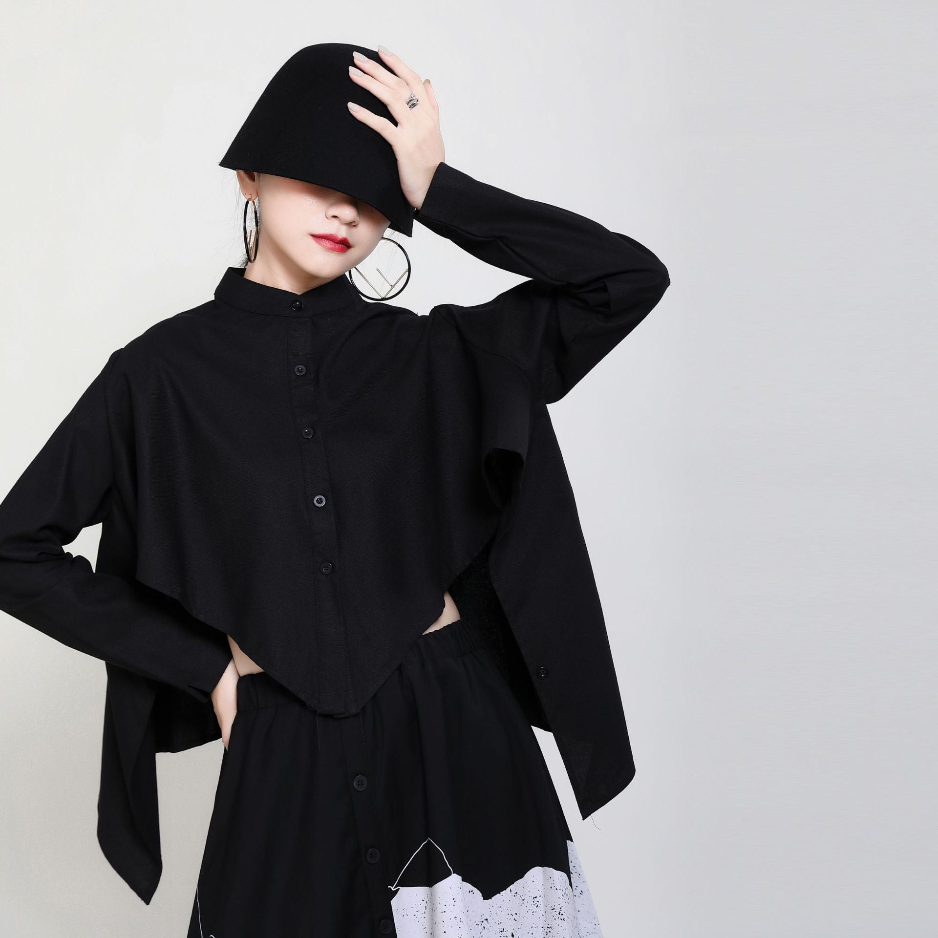 Women Irregular Pleated Shirt