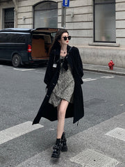 Urban Solid Color Loose Long Sleeve Midi Coat