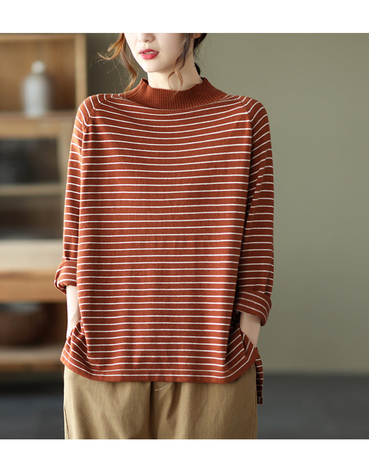 Striped Half Neck Sweater