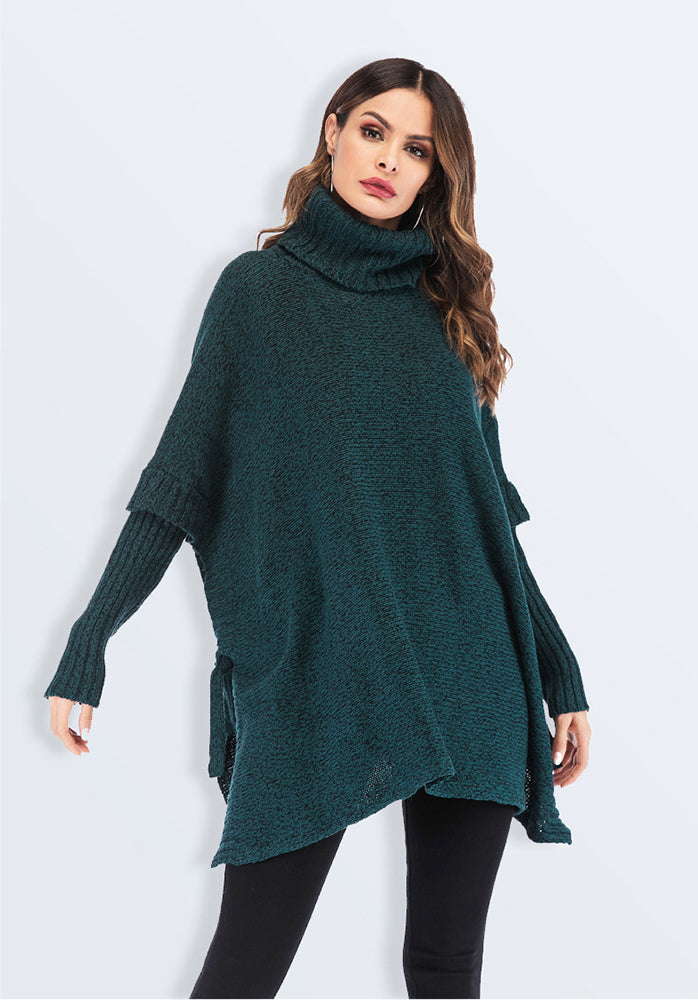 Turtleneck Loose Irregular Knit Sweater