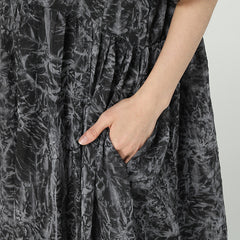 Retro Short Sleeves Printed Maxi Dress