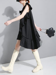 Asymmetric Ruffled Solid Dress