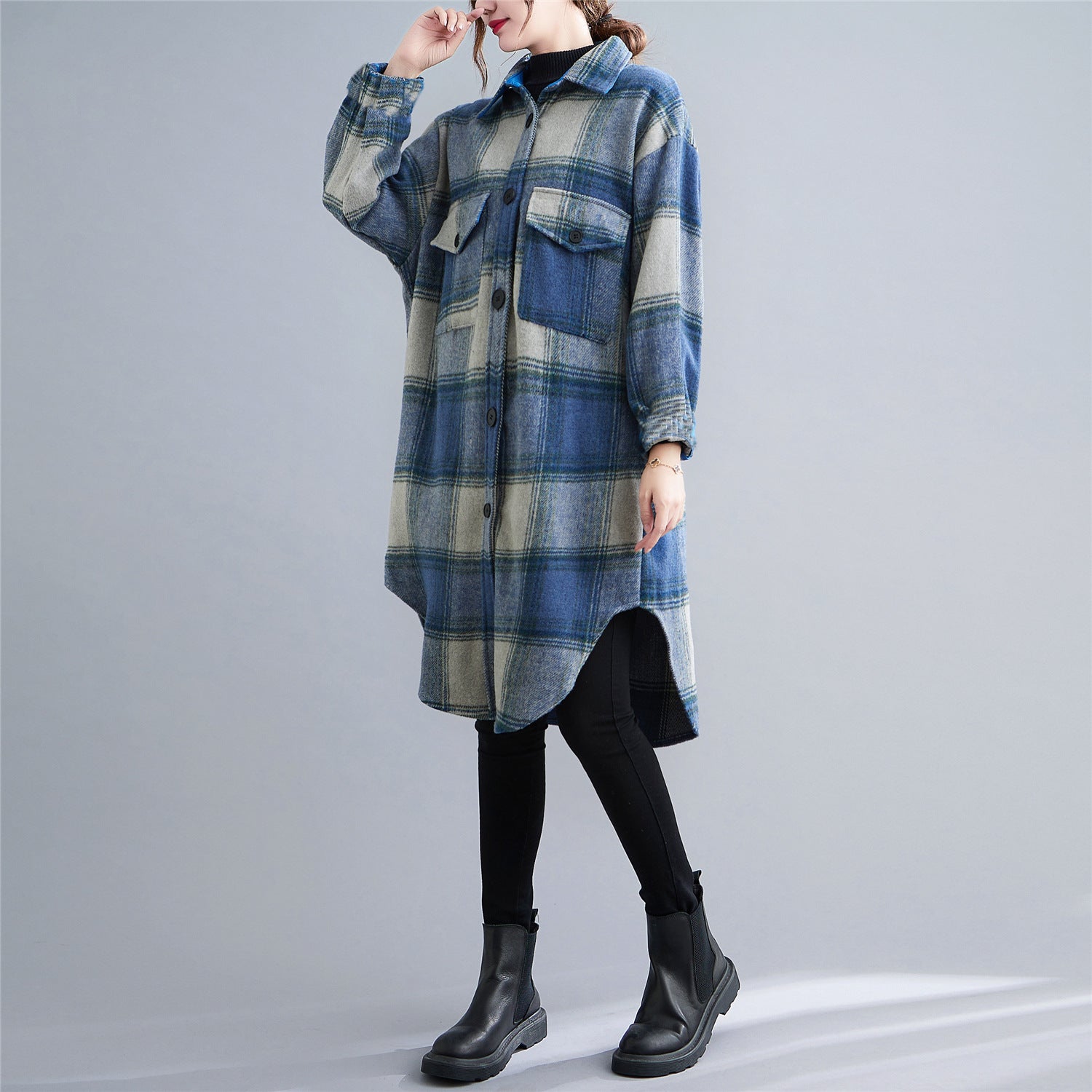 Retro Loose Plaid Lapel Shirt