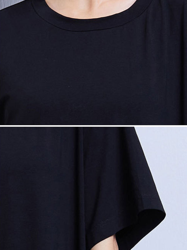 Hip-Hop Letter Stamped Contrast Colors Splicing Roomy Dress