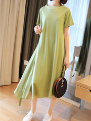 Casual Solid Cropped Comfortable Long Dress