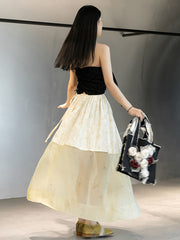 Stylish Split-Joint Pleated Empire Waisted A-Line Roomy Skirts
