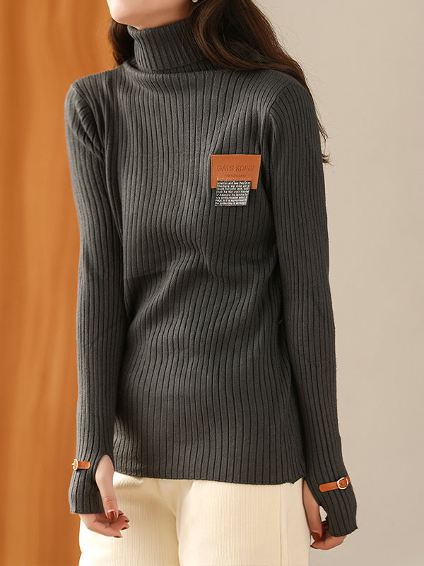 Casual Pit Stripe Fabric Turtleneck Sweater