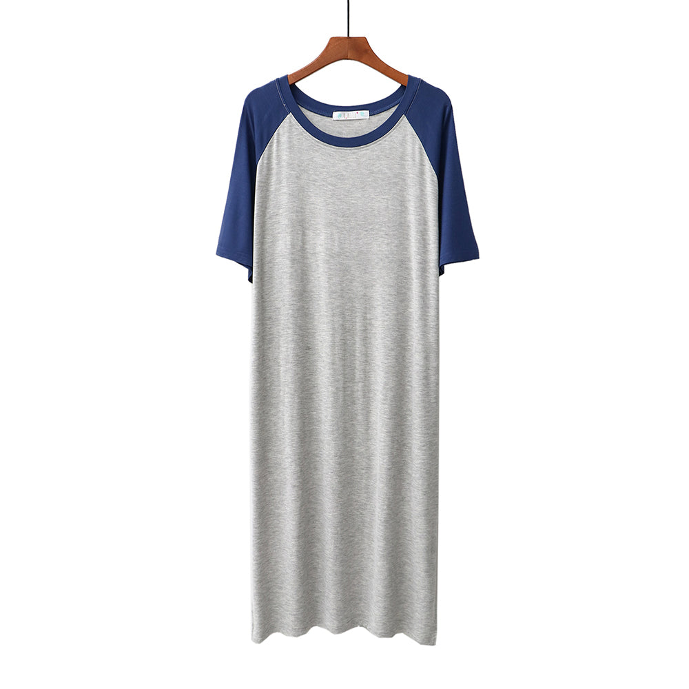 Loose Contrast Color Pajamas Nightdress Casual Homewearr