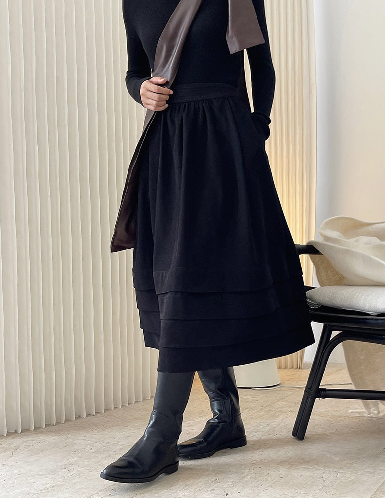 Temperament High Waist Flower Bud Design Padded Skirt