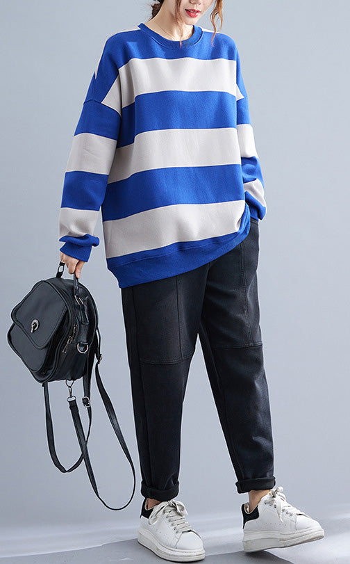 Loose Striped Thicken Sweatshirt