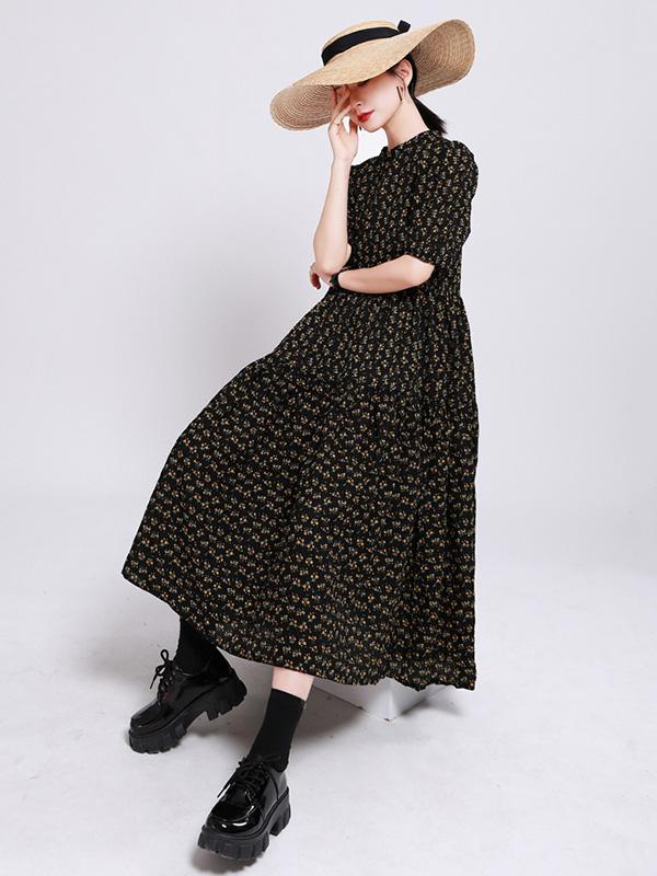 Fashion Floral Bishop Sleeve Dress