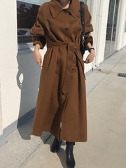 Retro Solid Color Loose Warmer Long Outwear