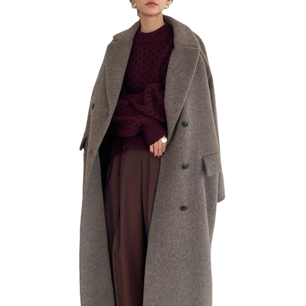 Solid Color Woolen Coat Jacket