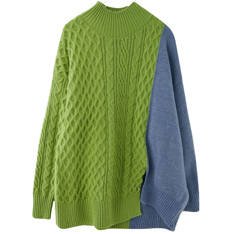 Turtleneck Simple Contrast Color Knit Sweater