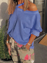 Bat Sleeves Solid Casual T-Shirt Top