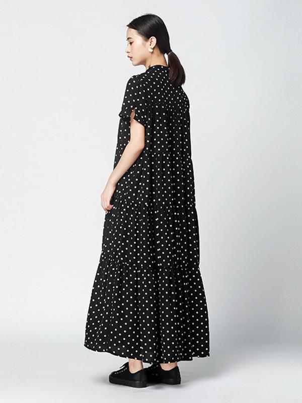 Vintage Polka-Dot Loose Tiered Cake Dress