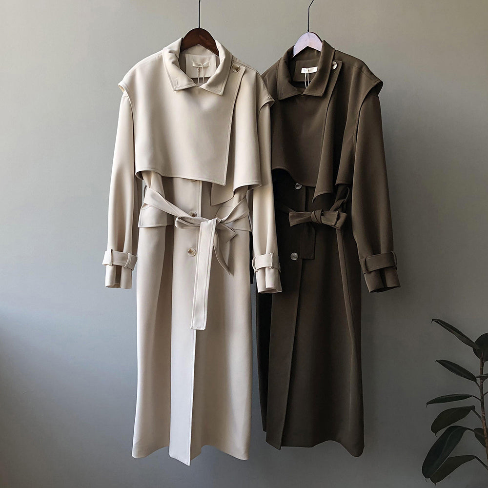 Windbreaker 2-Piece Suit Temperament Loose Belted Jacket