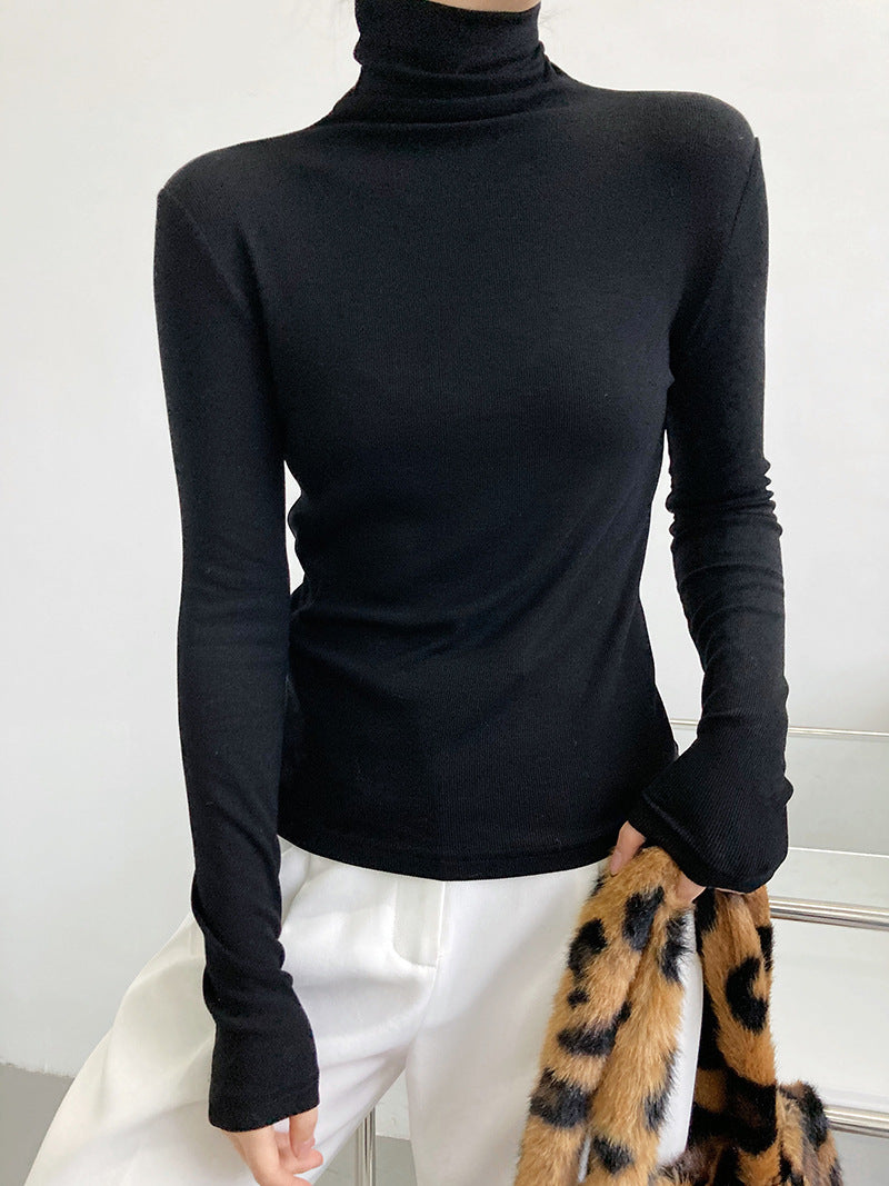 Casual High Collar Solid Color Top