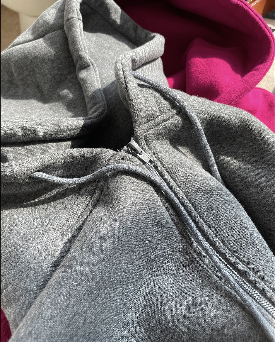 Casual Thicken Solid Color Zipper Sport Outwear