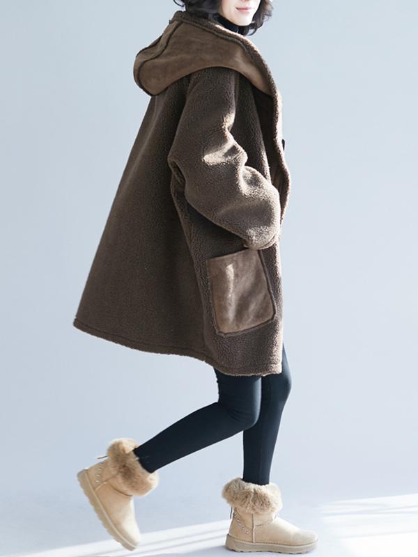 Loose Wool Hooded Coat