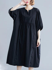 Casual Loose Solid Half-Sleeve Long Dress