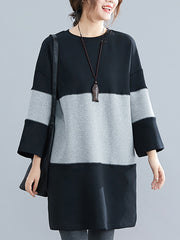 Large Size Stitching Loose Padded Sweater Dress