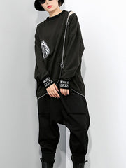 Women Zipper Pullover Irregular Sweatshirt