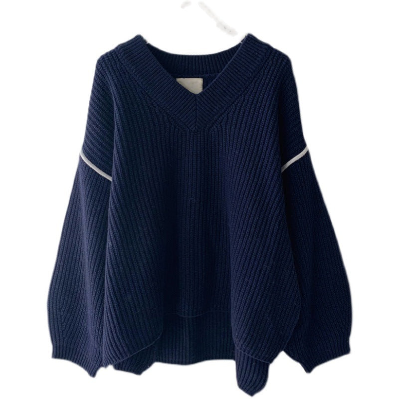 Spliced Side Slit Knit Sweater