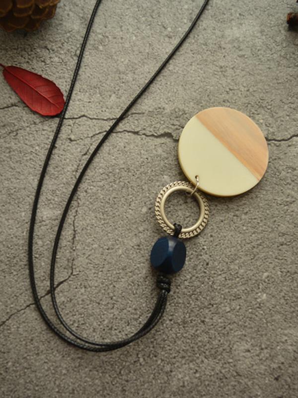 Simple Resin Round Ring Color-Block Necklace