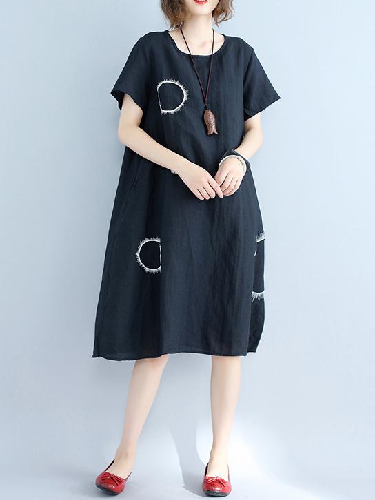 Irregularity Circle Cotton Shirt Dress