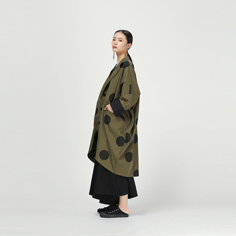 Retro Polka Dot Cloak Irregular Outwear