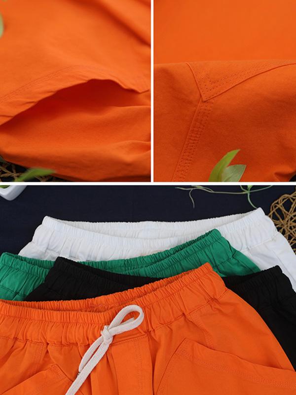 Casual Solid Elasticity Capri-Pants