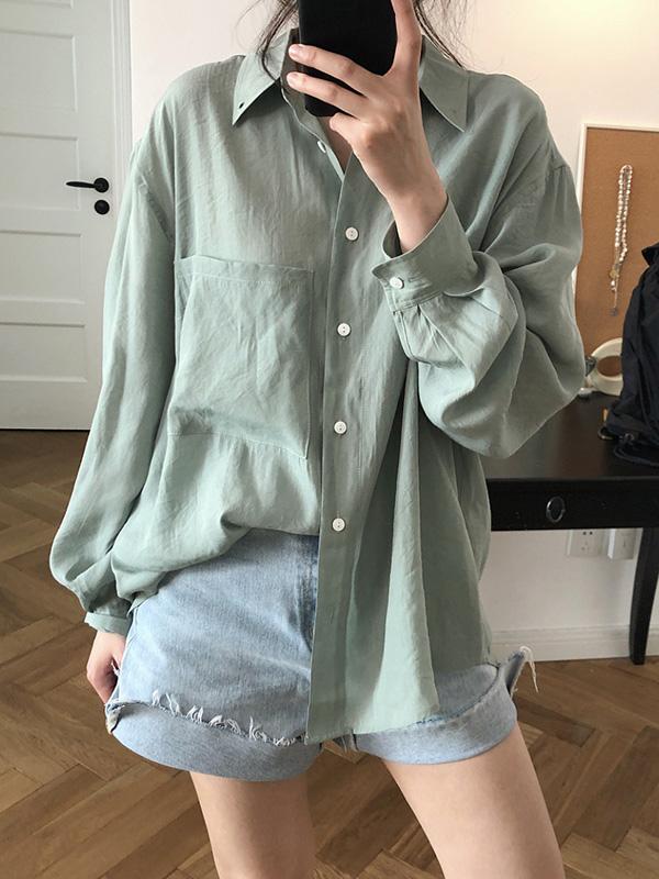 2 Colors Soft Lapel Loose Sun-proof Blouse