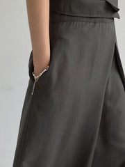 Simple Solid Color High-Waisted A-Line Skirt