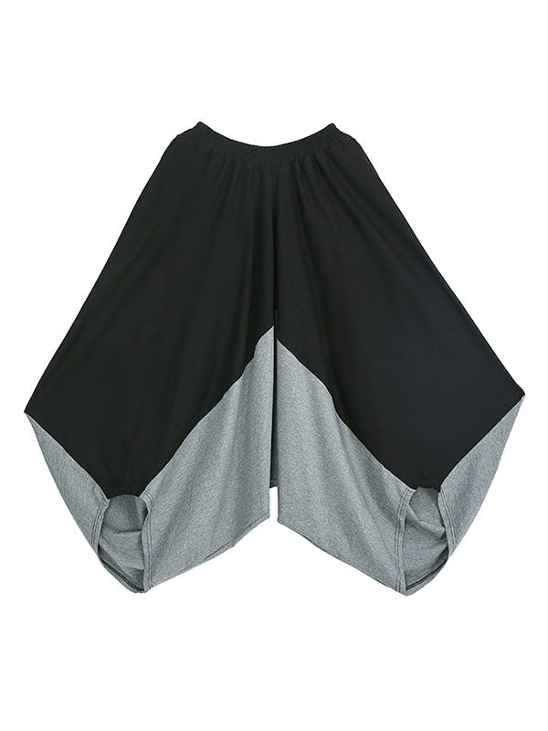 Roomy Wide Leg Contrast Color Elasticity Split-Joint Casual Pants Bottoms