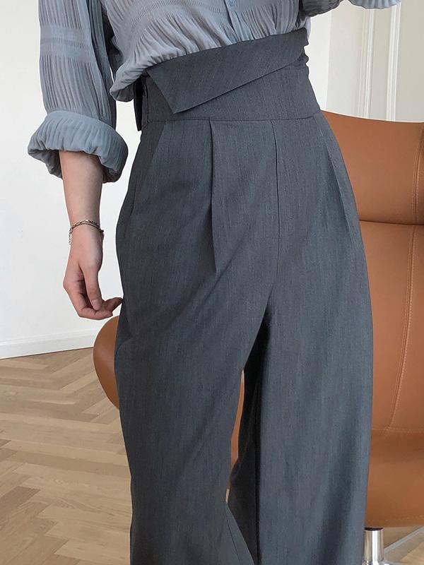 Solid Color Loose Empire Wide Leg Pants