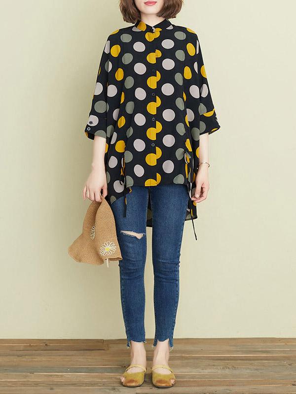 Fashion Polka-Dot Shirt Blouse Tops