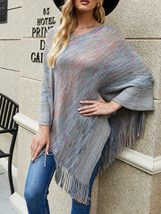 Colorful Tassel Knitted Shawl Sweater