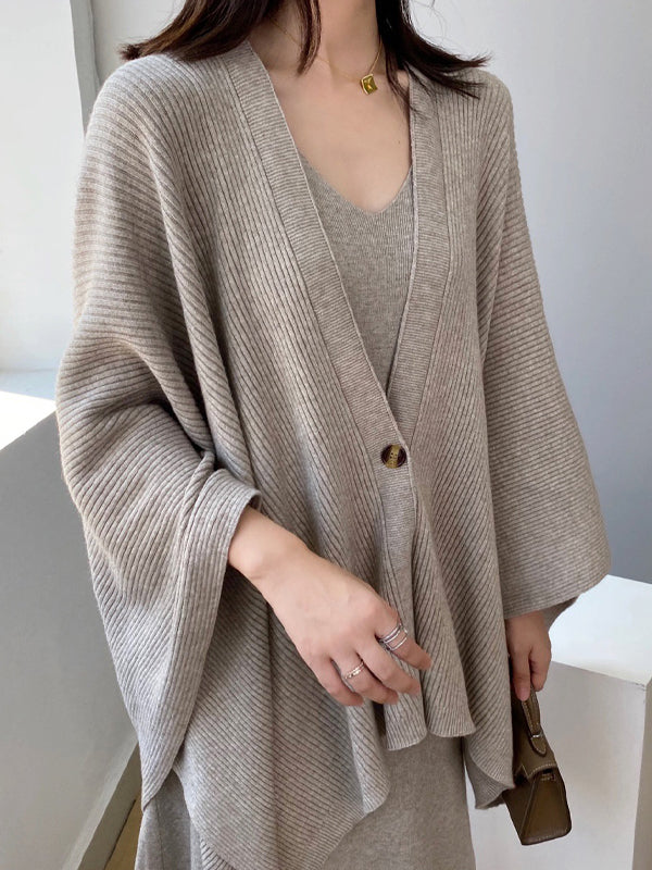 Simple Loose Shoulder Cardigan Casual Sweater