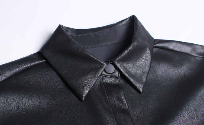 Casual Lapel Sleeveless Leather Vest