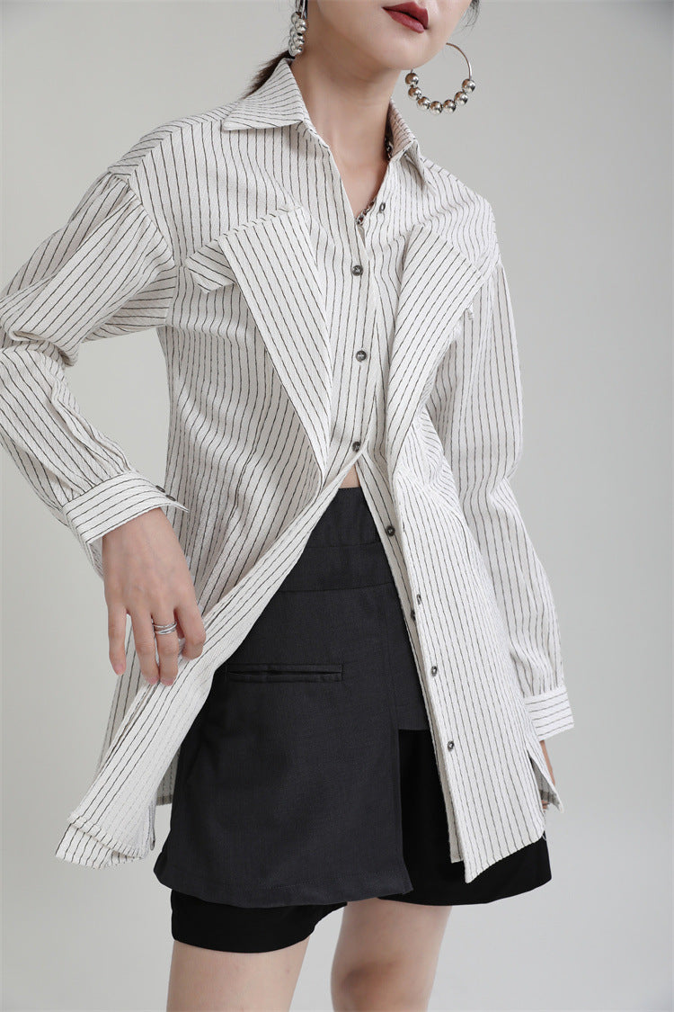 Retro Striped Slim Blazer