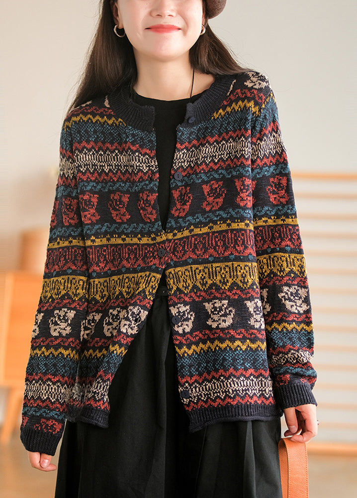 Printed Long Sleeve Knitted Outerwear