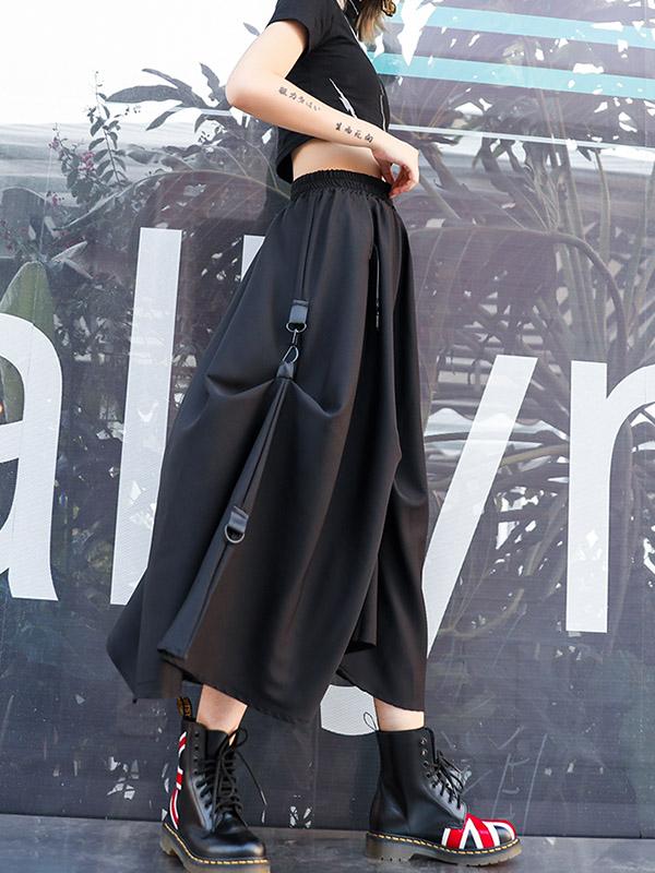 Black Loose Empire A-Line Skirt