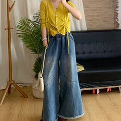 Retro Elastic Waist Loose Jeans