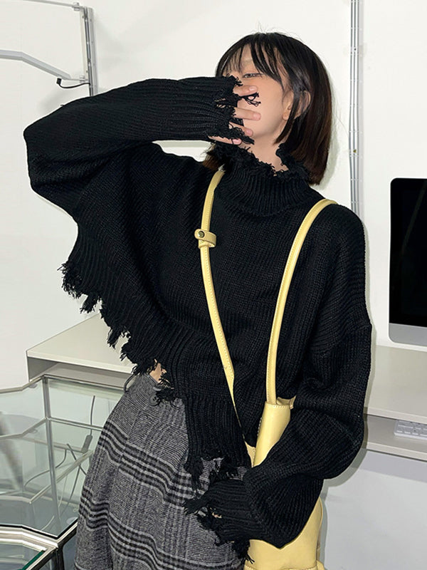 Irregular Hole Knit Long Sleeve Sweater