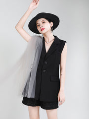 Women Mesh Sleeveless Suit Vest